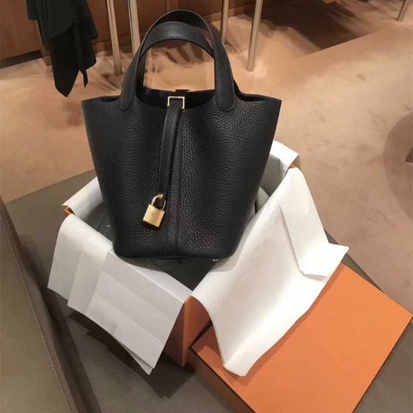 

designer luxury bag style vegetable basket bucket lychee grain layer cow leather hand advanced feeling commuter baggw7jzju5 picotin