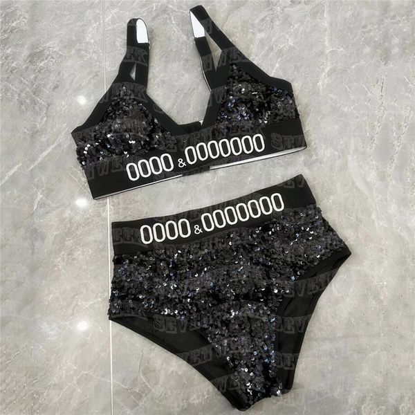 

women swimwear colorful sports bra briefs suit letter print underwear charm ladies bikinis yoga vest, White;black