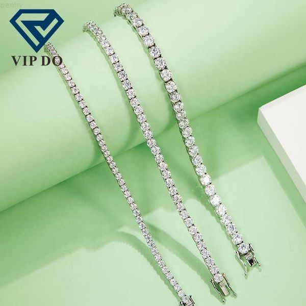 

925 silver hip hop fine jewelry round brilliant cut moissanite diamond 3mm 4mm 5mm tennis chain bracelet for men and women