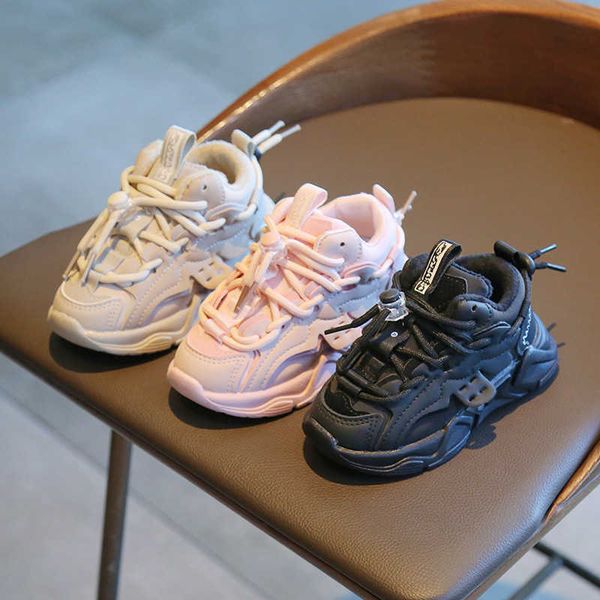 

athletic outdoor autumn winter 2022 children plush sneakers waterproof leather upper warm boys girls casual cotton shoes zapatillas kids sho, Black