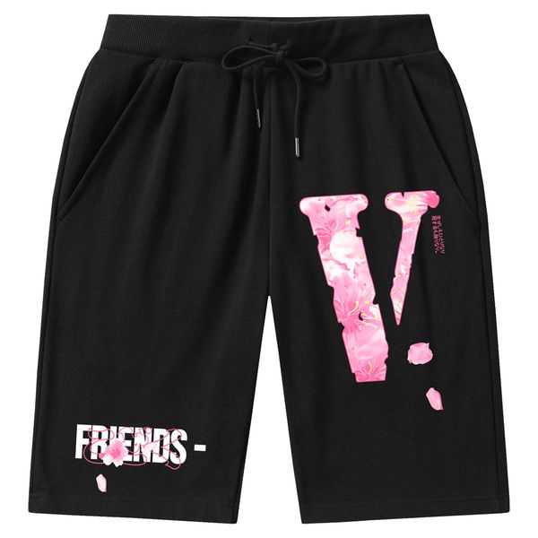 

vlone men's shorts summer style men's knitting cotton beach shorts in summer wear elastic waist loose casual sweatpants big five p, White;black