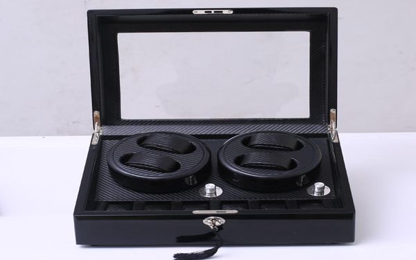 

2017 dhl wooden carbon fiber watch accessories box watch winder case for rotator watches storage movement ratator boxes winders br6717955, Black