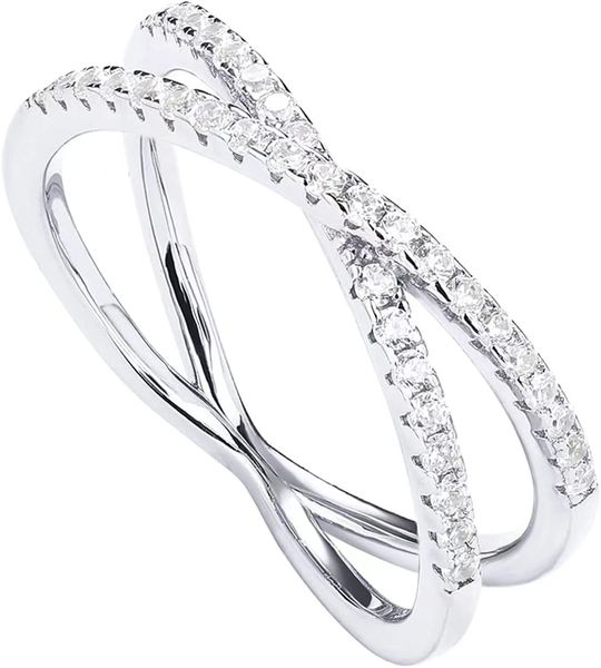 

european and american 14k gold-plated ring simulation diamond cz cross shaped ring women's noble bracelet, Golden;silver