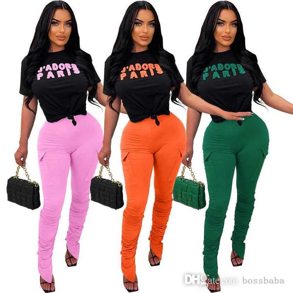 

women tracksuits two pieces set designer 2023 new pleated split pants terry letter fashion sportwear 3 colours, Gray