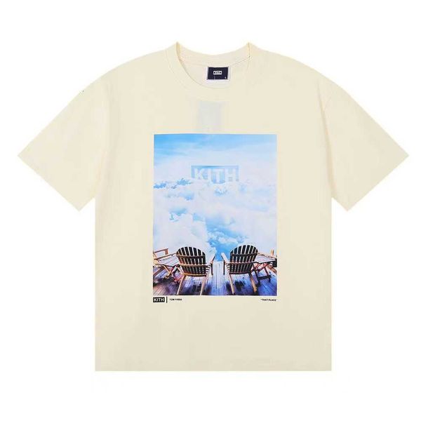 

kith mens design t-shirt spring summer 23 color tees vacation short sleeve casual letters printing size range size s-xl c1, White;black