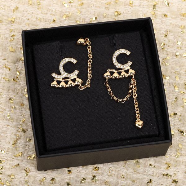 

2023 luxury quality charm stud earring with diamond in 18k gold plated have box stamp 4pcs heart shape ps7780a, Golden