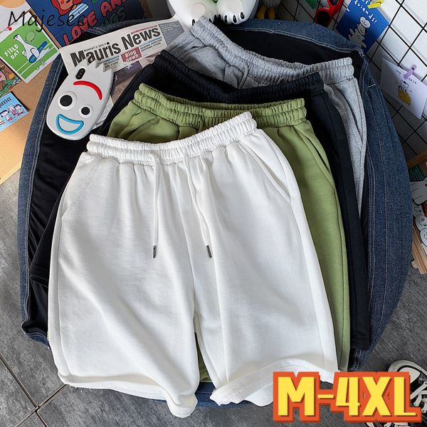 

men's shorts board men summer solid casual knee length joggers trendy all match loose korean style beach vacation oversize drawstring 2, White;black