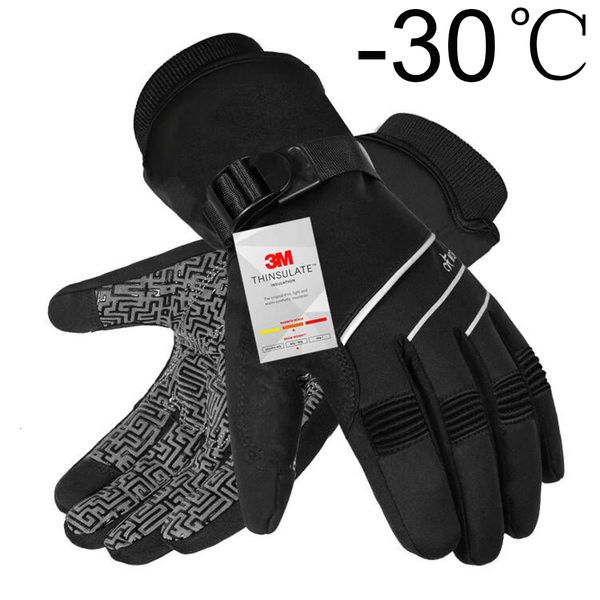 

sports gloves moreok ski waterproof winter thinsulate thermal touchscreen windproof bike cycling men women 230403, Black