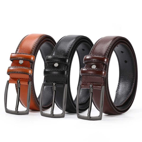 

belts 2022 new men's vintage casual belt black pin buckle student versatile leather wide belt for men fishing gym camping belts z0404, Black;brown