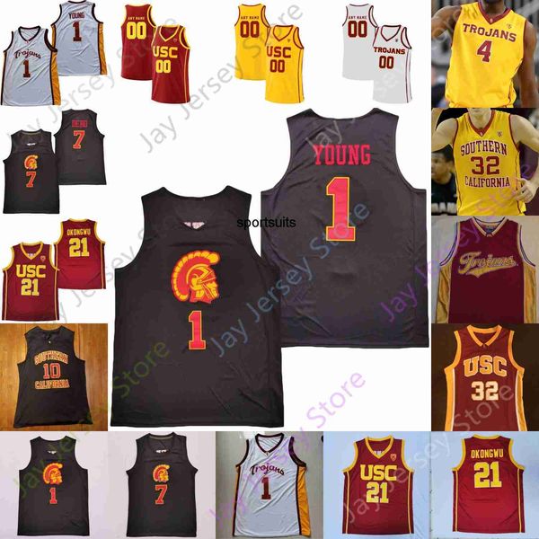 

usc trojans basketball jersey ncaa college isaiah mobley nick young chevez goodwin boogie ellis drew peterson max agbonkpolo ethan anderson, Black;red