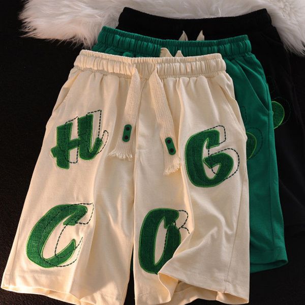 

womens shorts embroidered letters loose sports and leisure trend ins high street shorts women summer hiphop couple casual 230404, White;black