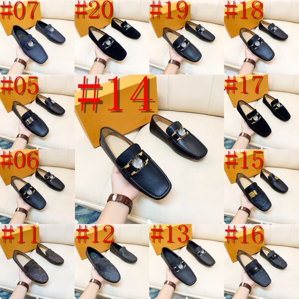

l8/20model designer loafers men handmade leather shoes black casual driving flats blue slip-on moccasins men shoes plus size 46