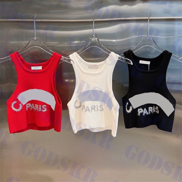 

womens brand t shirt gold thread letter tanks tees embroidery letter tank three colors, White