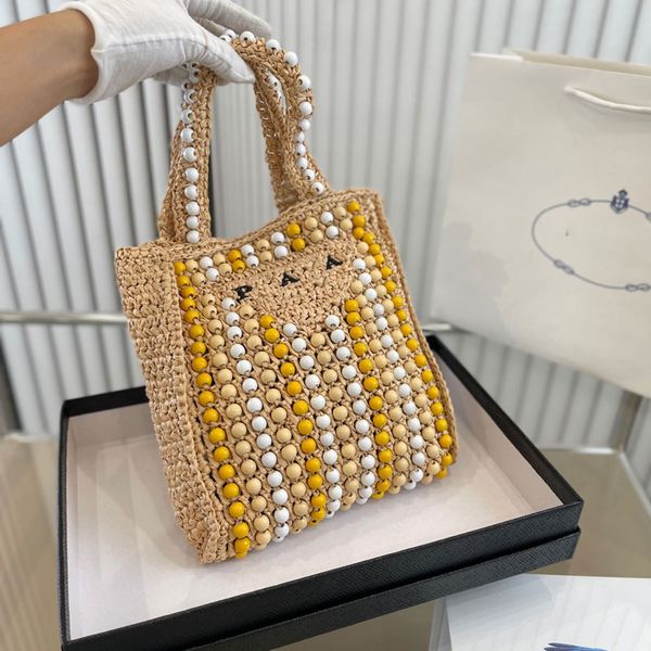 

women designer totes bag fashion letter print straw bags knitting shopping bag summer beach handbags
