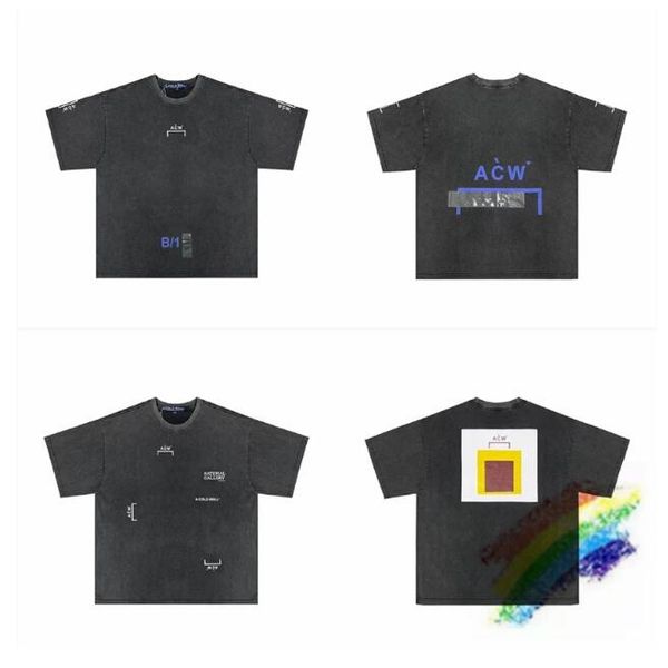 

2023ss short sleeve t-shirt men's plus tees women washed vintage t shirt, Black;brown