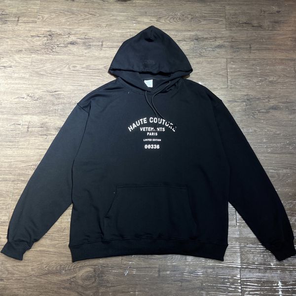 

2023fashion brand vetements hoodie men logo letter printed tags oversized designer cotton loose men hiphop streetwear pullover, Black