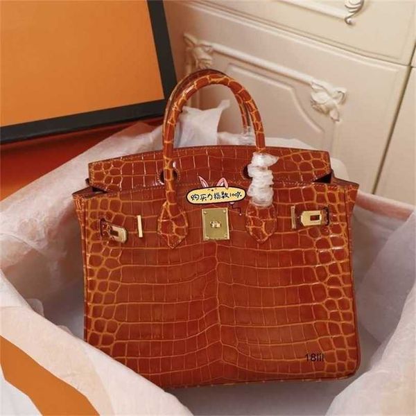 

designer herms handbags birkin women bags 2023 new h lock togo leather crocodile print hand sewn wax thread portable womens leisure have log