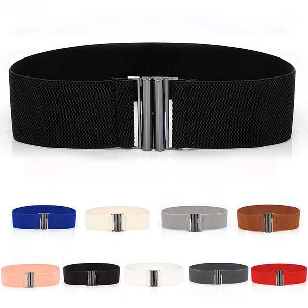 

belts wide elastic belt solid color corset belt metal buckle lady fashion cummerbands stretch cinch waistband women waist belt z0404, Black;brown