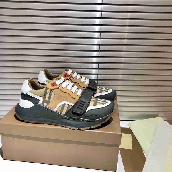 

lace-up burbrerys vintage check casual cotton sneakers luxury trainers designer men women platform striped shoes shoe size 35-44, Black