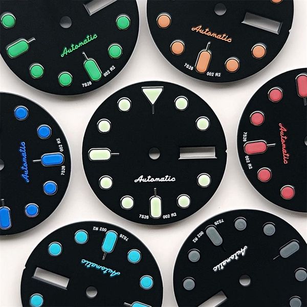 

repair tools kits nh36 dial 285mm double calendar green luminous watch for nh364r36 mechanical movement 230404