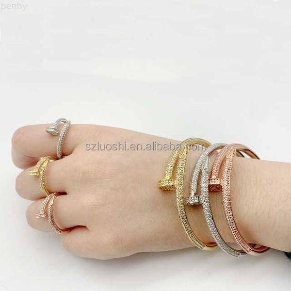

18k gold scolor simplemulticolor color pave different colors cubic zirconia cuff nail fashion bracelet bangle for lady jewelry, Golden;silver