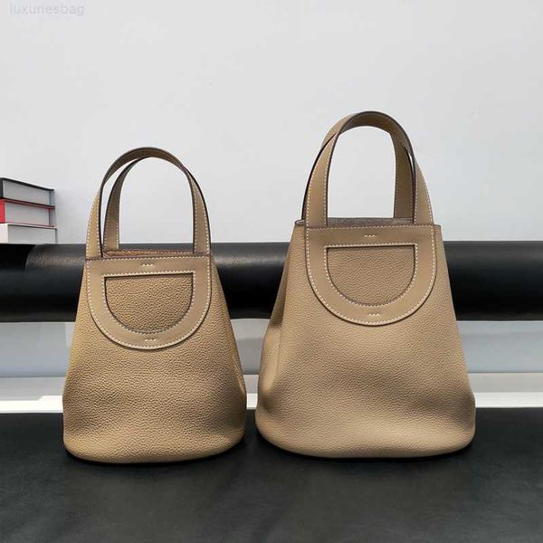 

designer luxury bag fashion commuting single shoulder hand layer cow bucket female leather pig nose vegetable basket bagvub2nsue picotin