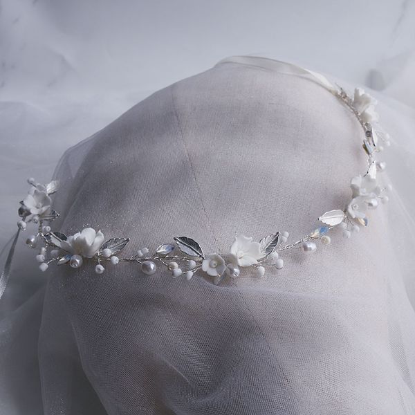 

ceramic floral bridal vine hair piece gold silver color wedding headband opal crystal women hair ornament