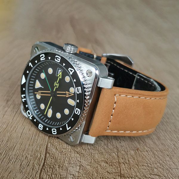 

repair tools kits nh35 men's mechanical watch square cockpit diving sapphire glass c3 green luminous dial equipped with japan movement