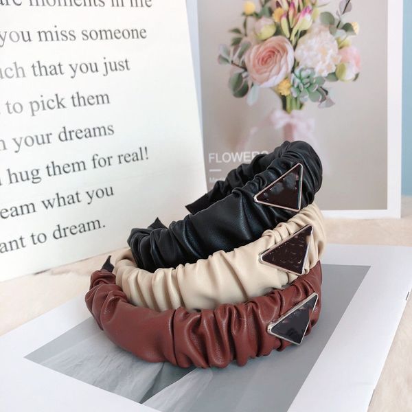 

classic womens p letter headbands brand designer leather jewelry hair band leisure and entertainment enthusiast, Silver
