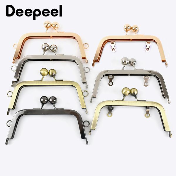 

bag parts accessories 5pcs deepeel 14cm square s handle handbag sewing brackets purse frame metal kiss clasp diy handles sew hardware access, Black