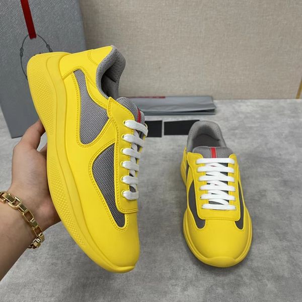 

23s/s luxury americas cup sneakers shoes for men matte calf leather blue black white sports technical fabric light sole outdoor trainers eu3