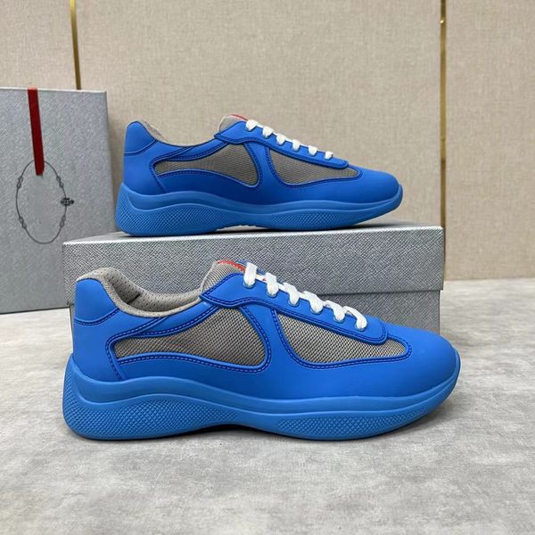 

perfect americas cup designer sneakers shoes matte leather and nylon sports luxury mens skateboard runner casual outdoor walking 38-46, Black