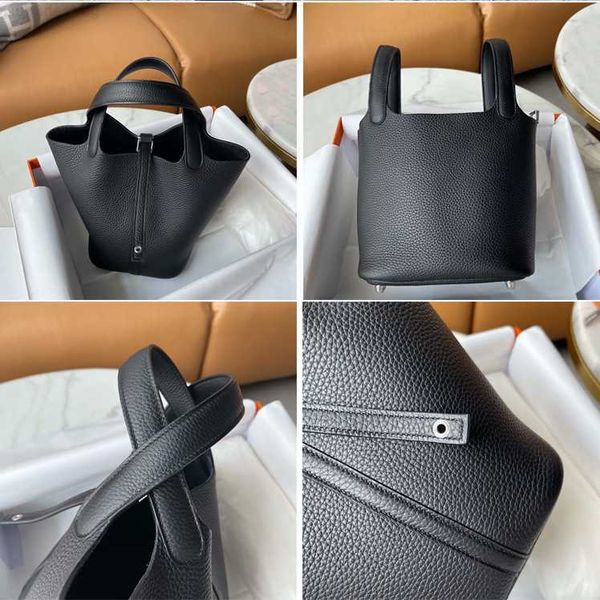 

designer luxury unmun layer real cowhide vegetable basket commuter work women's handheld crossbody one shoulder bucket bagdaq27r5h pico