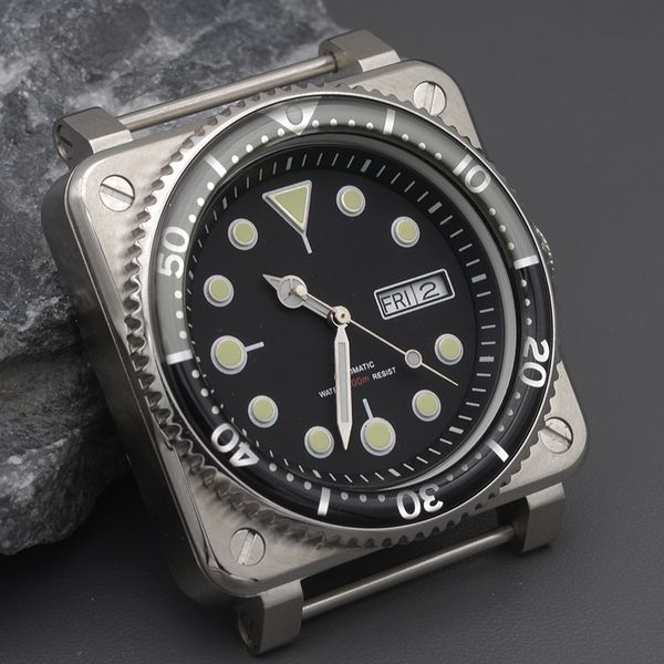 

repair tools kits square 20atm waterproof diver watch cases 39mm bezel insert stainless steel case sapphire glass c3 luminous for men 230404