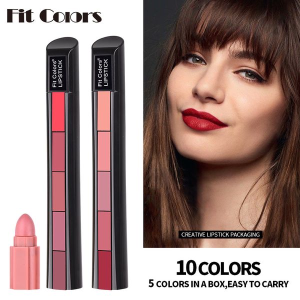 

fit colors lipstick set matte 5 colors lipstick combination 5 sections matte velvet show color non-stick cup lip gloss lipstick