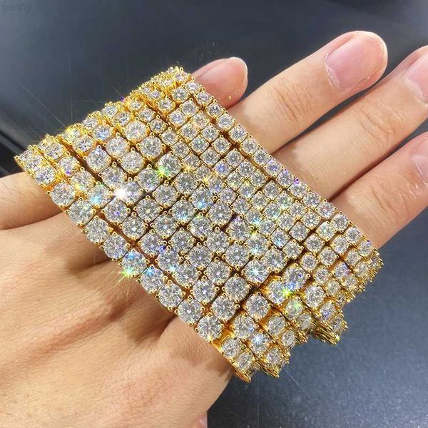 

3mm 4mm 5mm tennis chain jewellery diamond bracelet iced out moissanite bling jewelry gold bracelets, Silver