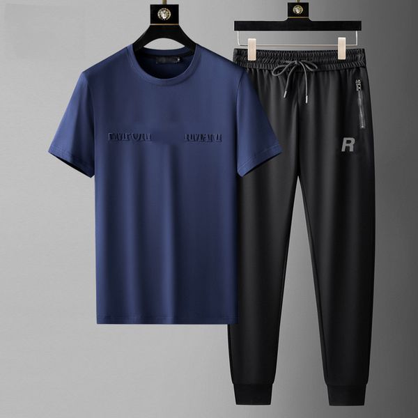 

men's sportswear t-shirt pants suit summer casual fashion designer sportswear men's pants jogging breathable tracksuit t-shirt sho, Gray