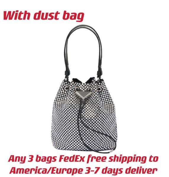 

satin mini-bag with crystals bucket bags lady designer crossbody bags the enameled metal triangle logo in the same color decorates the jewel