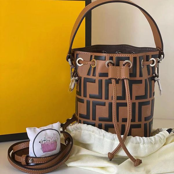 

fendace small tote roma pochette bucket drawstring bag mens two shoulder bag straps roma woman wallets luxury embossing leather handbags fen