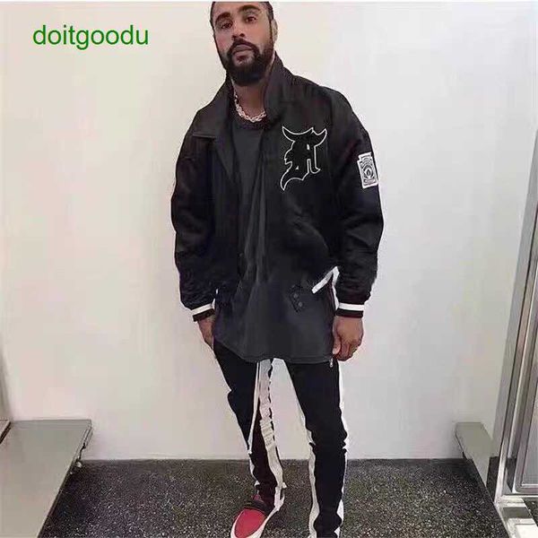 

fear god season 5 medal embroidery coach jacket fosg high street loose fit men's and women's flight suit coat trend, Black;brown