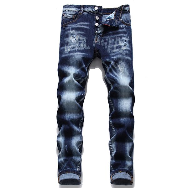 

designer jeans mens pants linen pants hip hop men jeans distressed ripped biker slim fit motorcycle denim for men5sa9, Blue