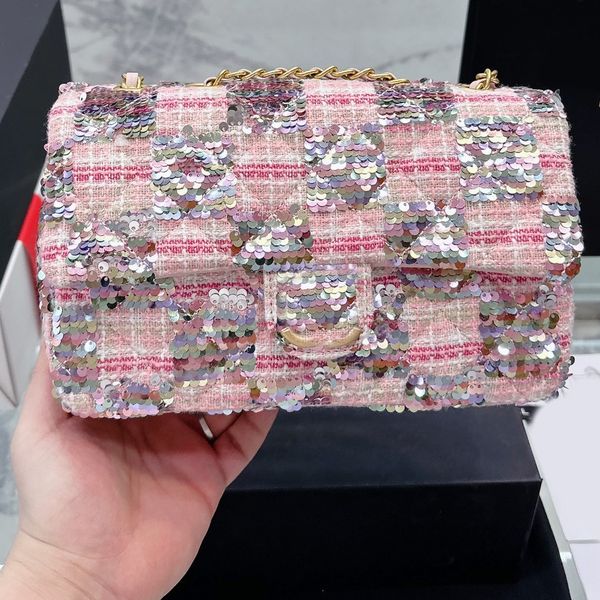 

flap chain bags sequins bag crossbody luxury designer brand bags fashion shoulder handbags women letter purse phone wallet metallic totes