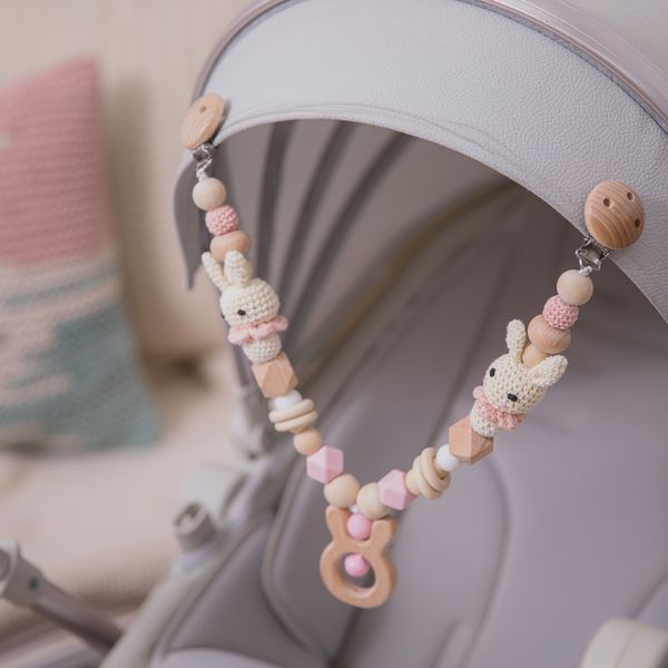 

pacifier holders clips baby teething cart chain wooden rabbit crochet beads crib mobile stroller rattle toys gym toy gift for born 230403