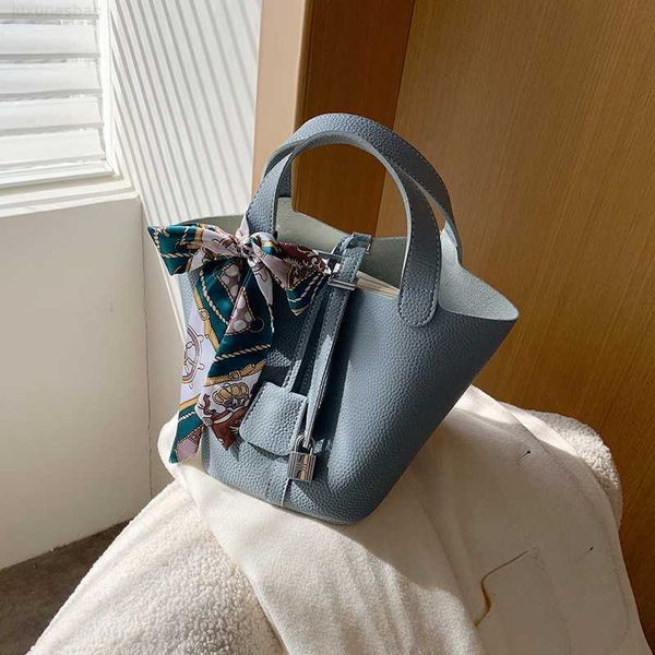 

designer luxury vegetable basket simple and fashionable handheld women's silk scarf litchi pattern mother water bucket bagauhpobga pico