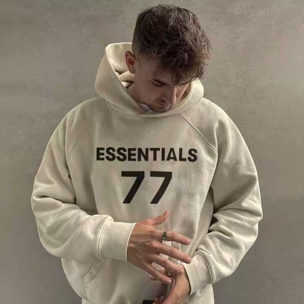 

Fashion Ess Designer Hoody hoodie FOG Double Thread ess High Street Couple Hooded Loose Sweater Pullover for Men and Women ESSENTIALS77, Wheat color