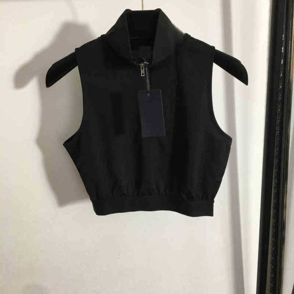 

women's tracksuits brand fashion 2022 designer design p home early spring new sports suit triangle stand collar sleeveless vest elastic, Gray