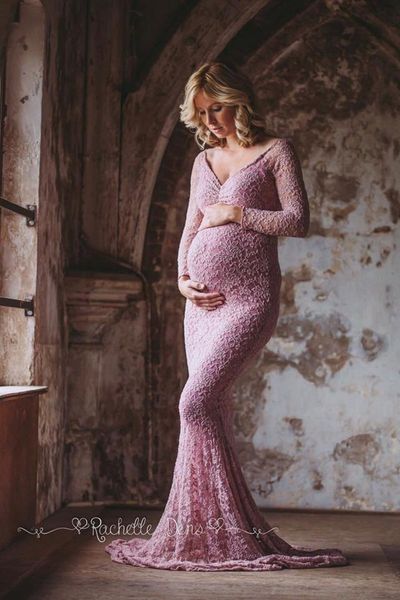 

maternity dresses mermaid wedding pography lace maxi maternity dress shoulder women's maternity dress pography prop 230404, White
