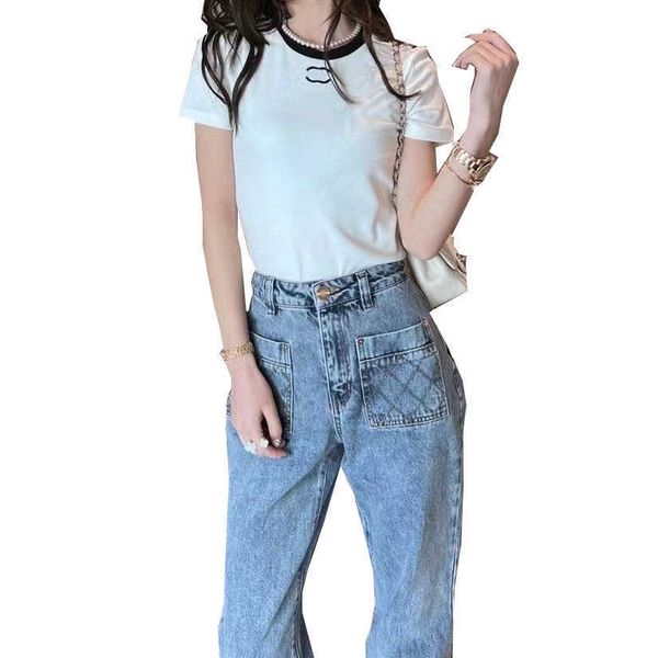 

womens t shirt designer for women shirts with letter and dot fashion tshirt with embroidered letters summer short sleeved tee woman clothin, White