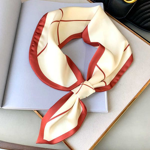 

sarongs 2021 vintage silk scarf women double-sided tied ribbon narrow scarves hand bag narrow straps hair female p230403, Blue;gray