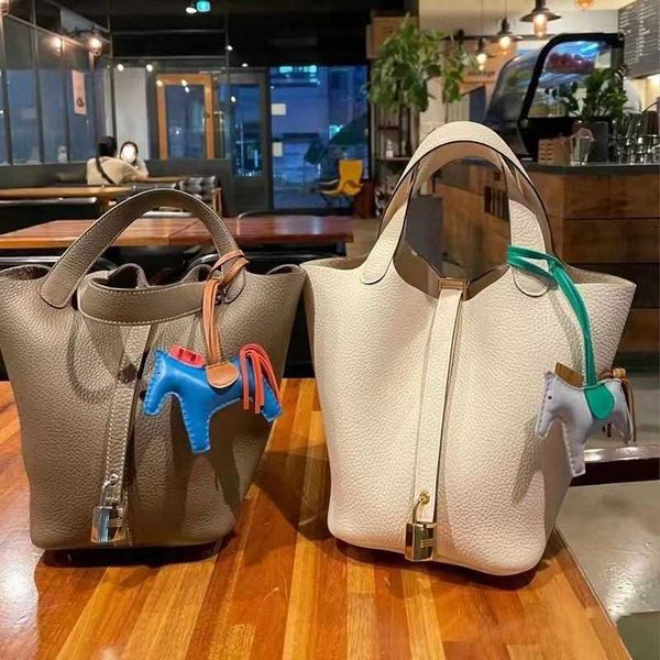 

designer luxury unmun layer real cowhide vegetable basket commuter work women's handheld crossbody one shoulder bucket bag picotin